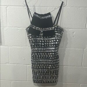 Black and Silver Embellished Dress